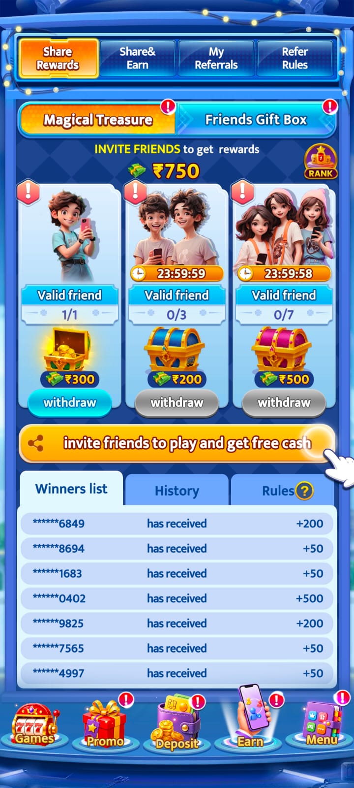 DiwaX Magical Treasure Invite Friends